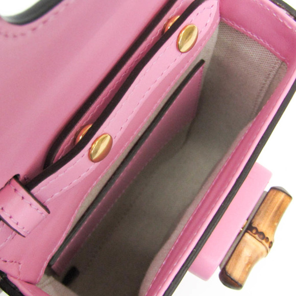 Gucci Bamboo 702106 Women's Leather Backpack,Handbag,Shoulder Bag Pink - Picture 4 of 16